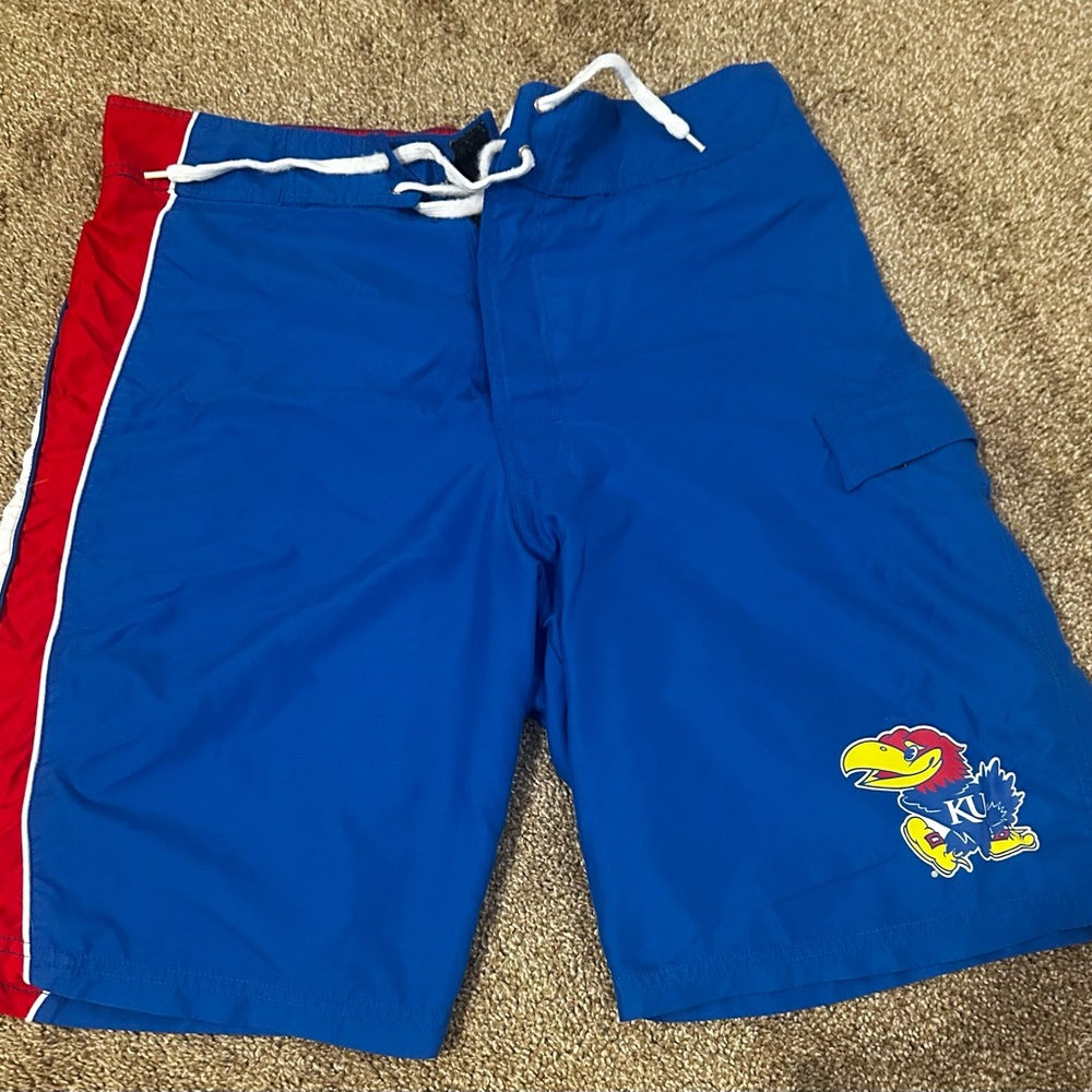 KU (KANSAS JAWHAWK) Drawstring Swim Trunk  Men’s Size Large